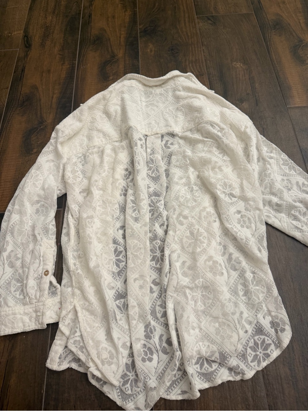 Anthropologie White Lace Button-Up Shirt - Picture 5 of 6